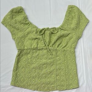 SO - Green Eyelet Women Top - XS